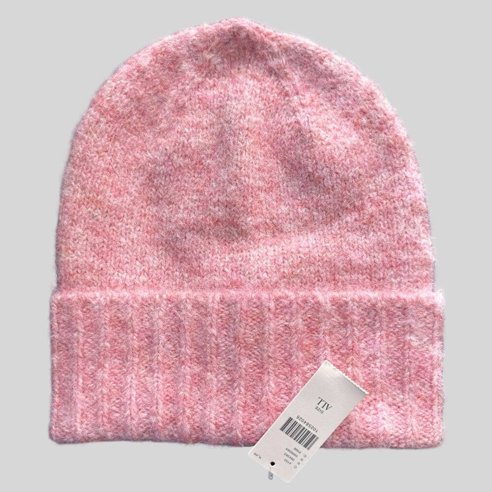 ANTHROPOLOGIE Pink Ribbed Knit Beanie, One Size, NWT